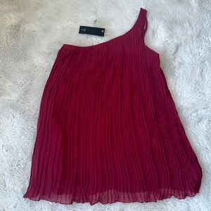 Burgundy pleated one side strap top